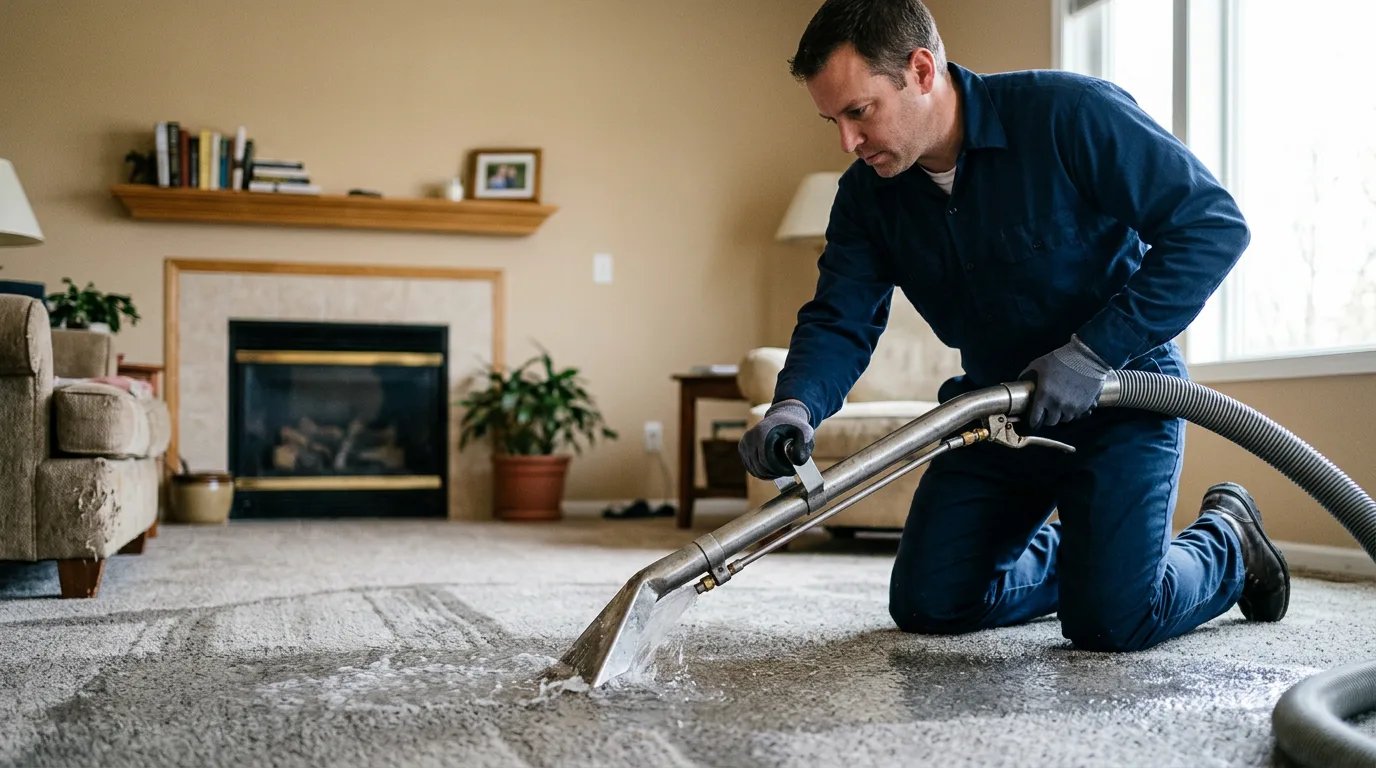 Water damage restoration technician working near Saint Anne, IL